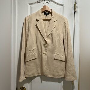 Talbots Tan Button Front Linen Blazer - Size 10